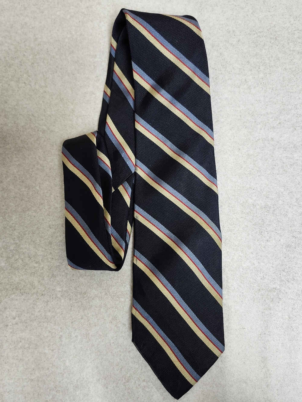 Brooks Brothers Tie 100% Silk Navy Diagonal Stripe print EC